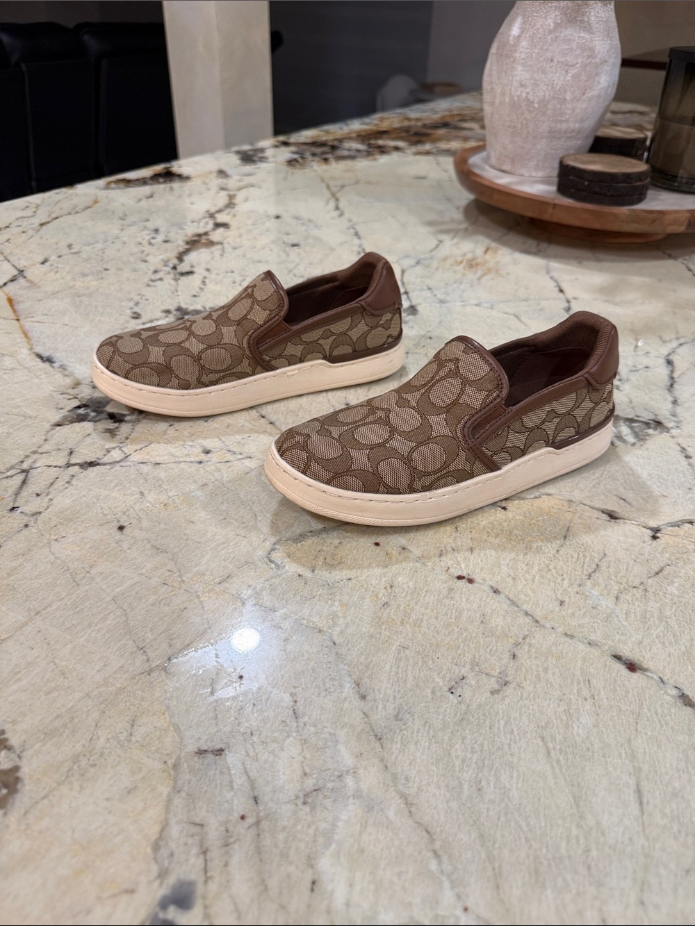 Coach Men’s Brown Signature Slip-On Sneakers - Picture 4 of 5